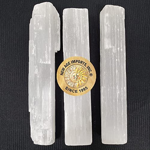 New Age Imports, Inc.® ~ Premium Quality Selenite Sticks 4" - 3 Stick Pack for Wicca, Reiki, Healing, Chakra, Meditation, Positive Energy, Protection, Decoration or Gift - görsel 1
