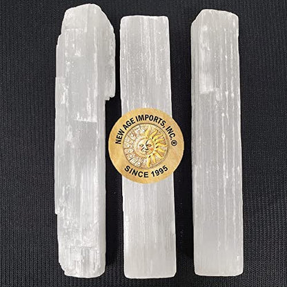 New Age Imports, Inc.® ~ Premium Quality Selenite Sticks 4" - 3 Stick Pack for Wicca, Reiki, Healing, Chakra, Meditation, Positive Energy, Protection, Decoration or Gift