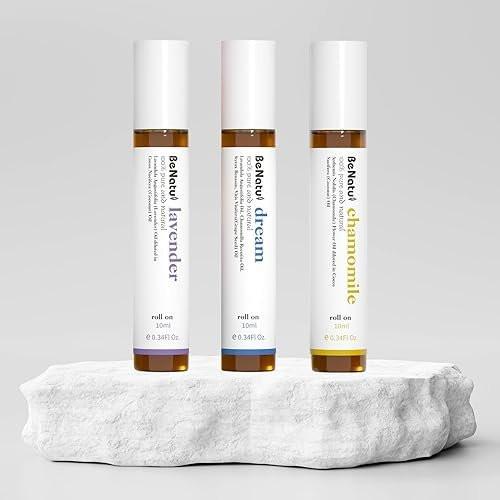 Benatu Essential Oil Roll On Set (Dream, Lavender, Chamomile), Aromatherapy Roller for Massage, Body Skin Care, Home - Natural Fragrance Gift for Women and Men - görsel 3