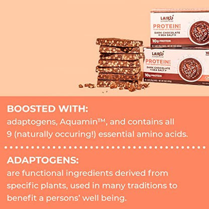 Laird Superfood Functional Protein Bars – Dark Chocolate Sea Salt, 10 Count (Pack of 1)