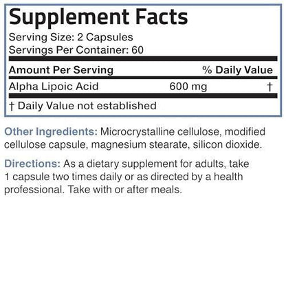 Bronson Alpha Lipoic Acid 600mg Free Radical Scavenger Supports Antioxidant Health - Non-GMO, 120 Vegetarian Capsules (60 Servings)