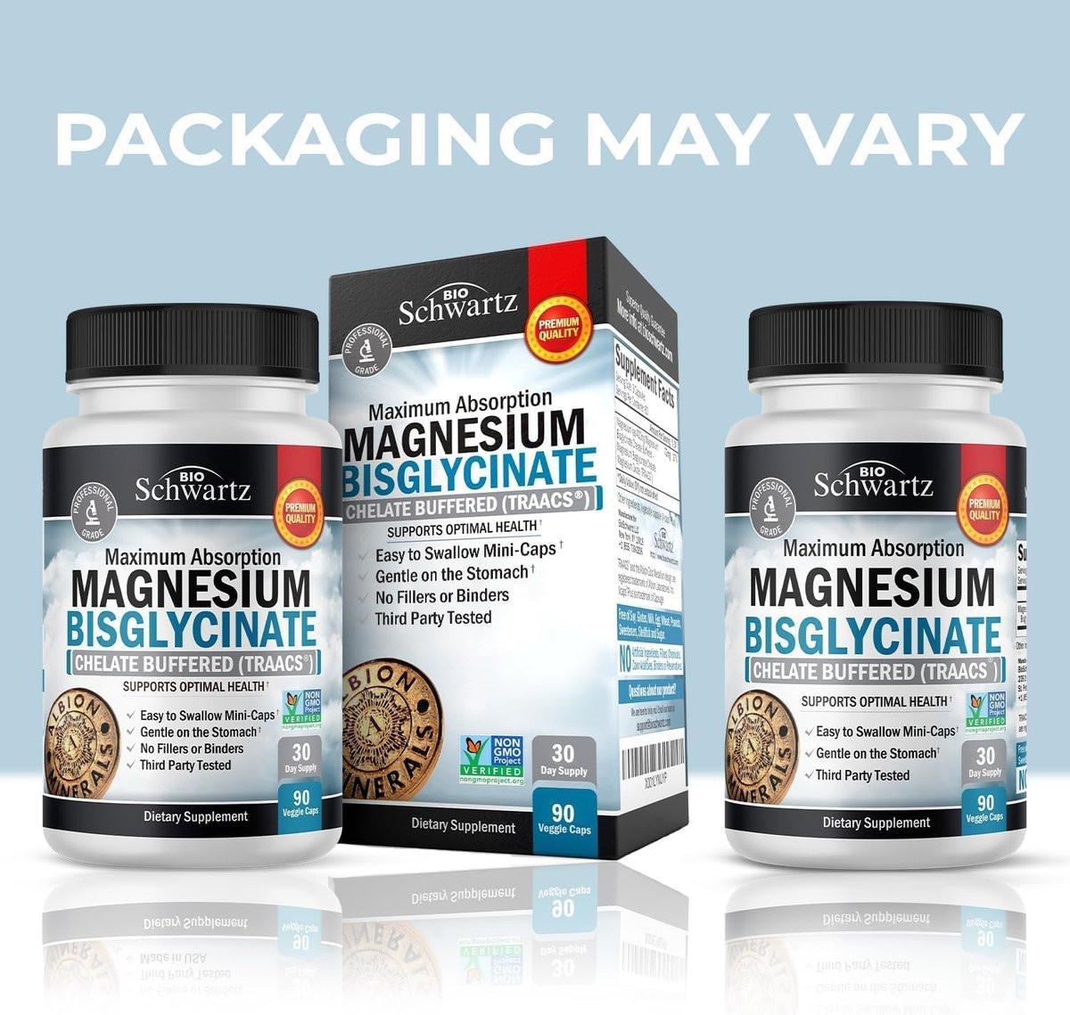 Magnesium Bisglycinate 100% Chelate No-Laxative Effect - Maximum Absorption & Bioavailability, Fully Reacted & Buffered - Healthy Energy Muscle Bone & Joint Support - Non-GMO Project Verified - 90 ct - görsel 4