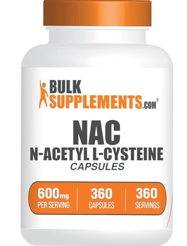 BulkSupplements.com N-Acetyl L-Cysteine Capsules - N-Acetyl Cysteine 600mg, NAC Supplement - 600mg per Capsule, Gluten Free - 1 NAC Capsule per Serving, 360 Capsules (Pack of 1) - görsel 4