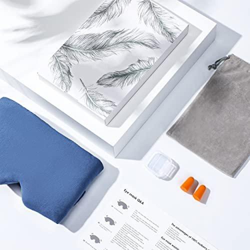 FRESHME Pure Handmade Cotton Sleep Mask - Blackout Eye Mask with Adjustable Velcro Soft and Comfortable Eye Blinder Shade for Men Women Travel Office Nap Airplane Blue - görsel 2