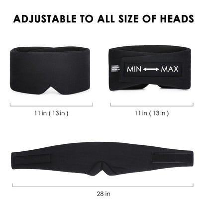 FRESHME Sleep Mask Blackout - Handmade Cotton Sleep Mask for Women Men Eye Mask for Sleeping Black Soft Eye Cover for Sleeping with Adjustable Velcro Breathable Eye Blindfold for Night Nap Travel