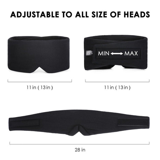 FRESHME Sleep Mask Blackout - Handmade Cotton Sleep Mask for Women Men Eye Mask for Sleeping Black Soft Eye Cover for Sleeping with Adjustable Velcro Breathable Eye Blindfold for Night Nap Travel