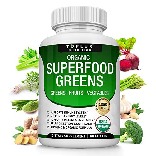 Organic Super Greens Capsules Superfood Fruit Veggie Supplement - 28 Powerful Natural Ingredients with Alfalfa, Beet Root, Tart Cherry & Ginger for Immune & Energy Support, for Men Women, 60 Tablets - görsel 11