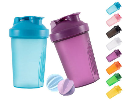GAISHION Shaker Bottle Protein Shakes and 16-Ounce/400ML Shaker-Bottle with Whisk Balls, Non-BPA Plastic (Blue+Purple, 2-Pack)