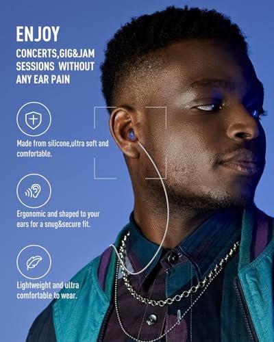 Hearprotek Concert Ear Plugs, 2 Pairs Reusable High Fidelity Musician Ear Plugs for Concerts Loud Music - Noise Reduction Ear Protection Earplugs for Rave, Festival, Music, Tinnitus Relief - görsel 8