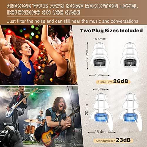 Hearprotek Concert Ear Plugs, 2 Pairs Reusable High Fidelity Musician Ear Plugs for Concerts Loud Music - Noise Reduction Ear Protection Earplugs for Rave, Festival, Music, Tinnitus Relief - görsel 6