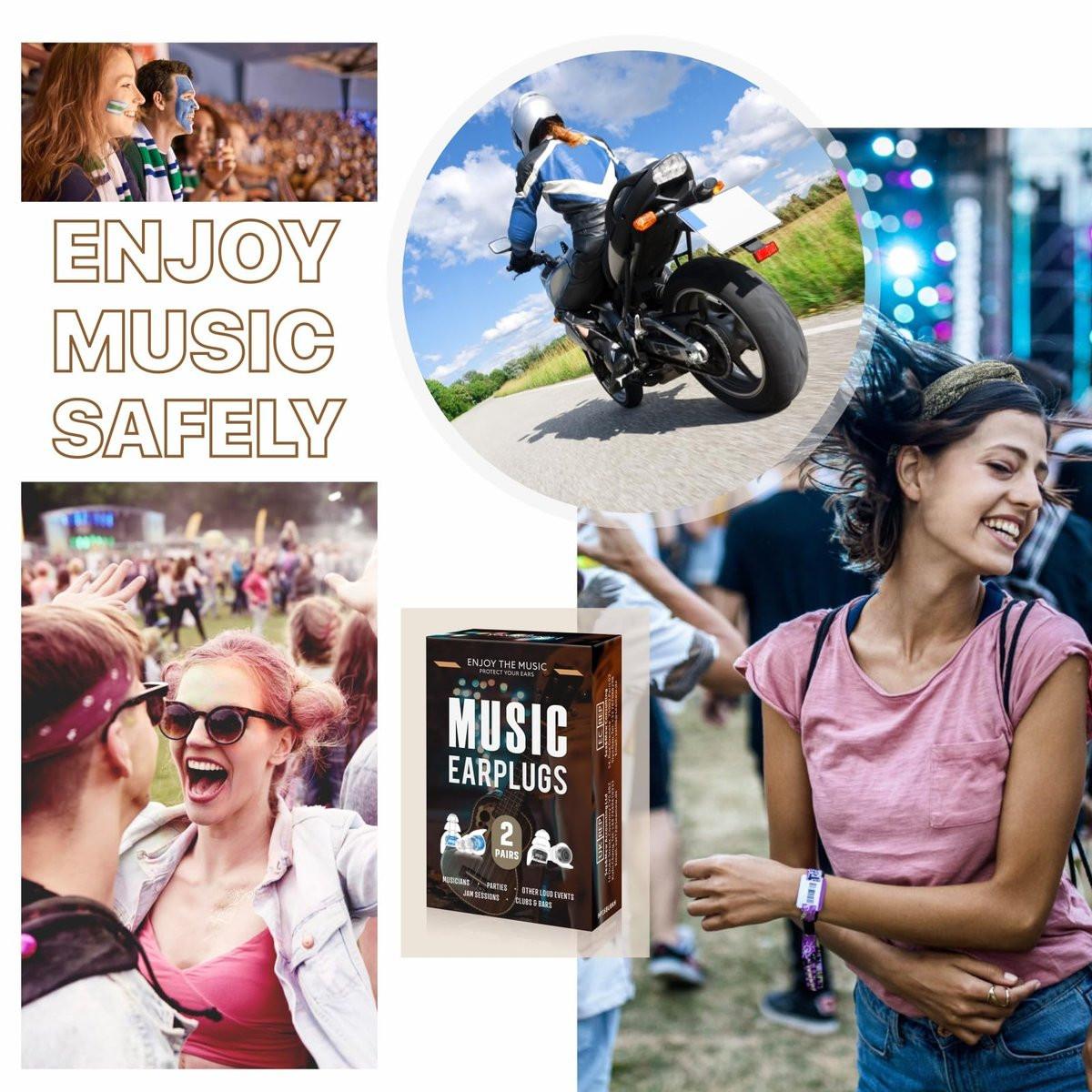 Hearprotek Concert Ear Plugs, 2 Pairs Reusable High Fidelity Musician Ear Plugs for Concerts Loud Music - Noise Reduction Ear Protection Earplugs for Rave, Festival, Music, Tinnitus Relief - görsel 13