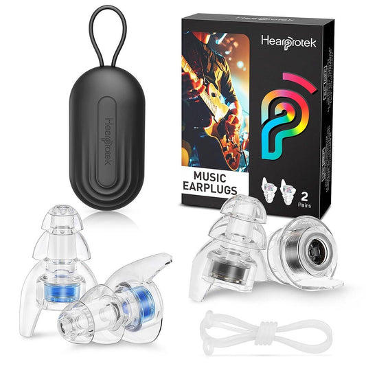 Hearprotek Concert Ear Plugs, 2 Pairs Reusable High Fidelity Musician Ear Plugs for Concerts Loud Music - Noise Reduction Ear Protection Earplugs for Rave, Festival, Music, Tinnitus Relief