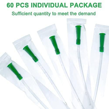 Nuanchu PVC Replacement Tubings Supplies Tubes Kit Clear Replacements Hose with Flexible Rounded End for Smooth Insert (14 FR, 60 Pieces)