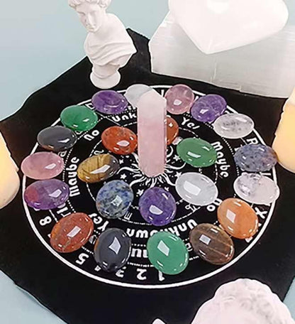 LAIDANLA 10PCS Healing Crystals Palm Stone Set Oval Crystal Amethyst Rose Quartz Obsidian Clear Quartz Polished Natural Stones Pocket Gemstone Home Decoration for Meditation and Anxiety Stress Relief
