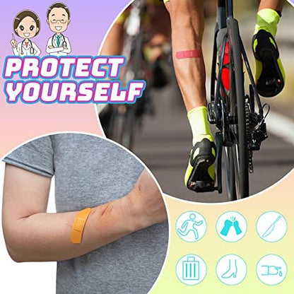 Yinder 120 Pcs Kids Bandages Bulk Colorful Flexible Bandages Neon Waterproof Breathable Strip Protect Cuts and Scrapes for Children Toddlers, 2.83'' x 0.75''