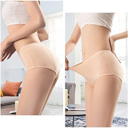 ZJHTK 6Pcs Cotton Incontinence Underwear for Women, Middle Waisted Panties for Women over 60, Reusable Protective Briefs,3XL Multicolor