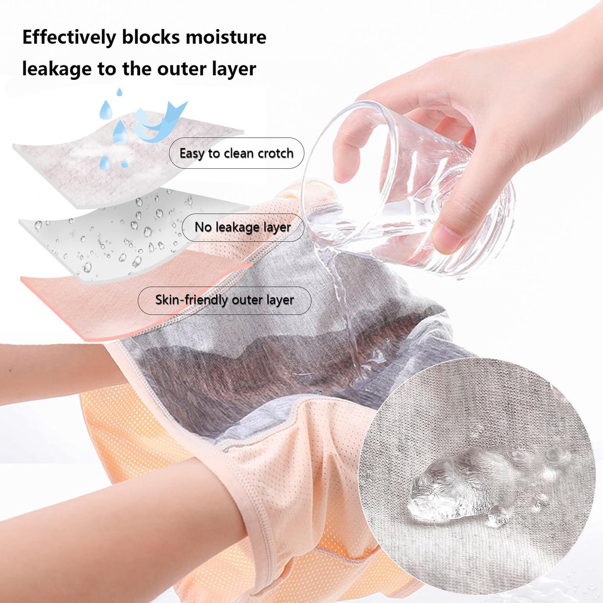 ZJHTK 6Pcs Cotton Incontinence Underwear for Women, Middle Waisted Panties for Women over 60, Reusable Protective Briefs,3XL Multicolor - görsel 5