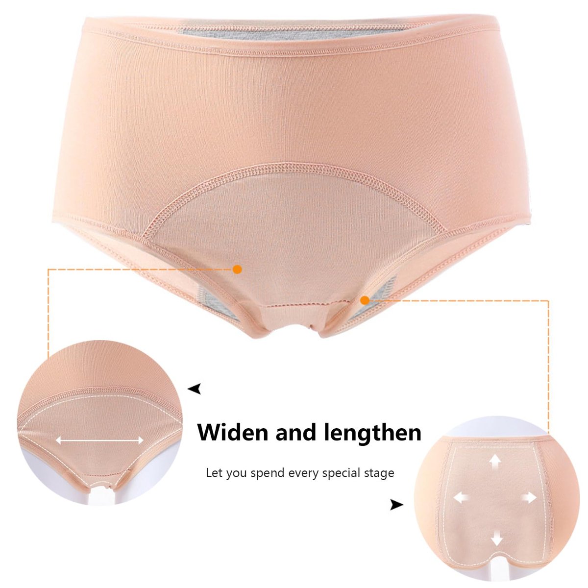 ZJHTK 6Pcs Cotton Incontinence Underwear for Women, Middle Waisted Panties for Women over 60, Reusable Protective Briefs,3XL Multicolor - görsel 7