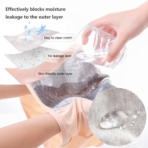 ZJHTK 6Pcs Cotton Incontinence Underwear for Women, Middle Waisted Panties for Women over 60, Reusable Protective Briefs,3XL Multicolor - görsel 6