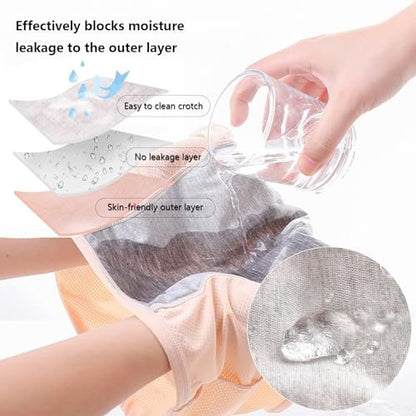 ZJHTK 6Pcs Cotton Incontinence Underwear for Women, Middle Waisted Panties for Women over 60, Reusable Protective Briefs,3XL Multicolor