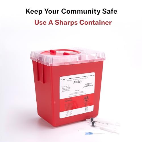 Alcedo Sharps Container for Home Use 2 Quart (1-Pack), Biohazard Needle and Syringe Disposal, Medical Grade, Professional Use - görsel 2