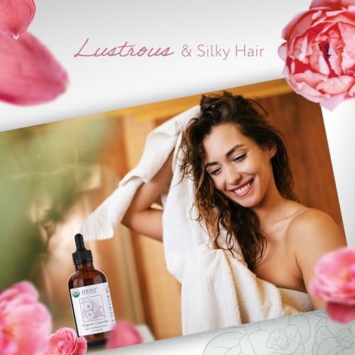 HBNO Organic Camellia Oil - Huge 4 oz (120ml) Value Size - USDA Certified Organic Camellia Oil, Cold Pressed Carrier Oil for Face, Body, Lips, Nails, Shampoo & Conditioner - görsel 12