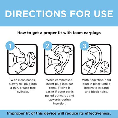 Soft Foam Noise Cancelling Earplugs for Concerts, Hearing Protection, 100 Count (50 Pairs)