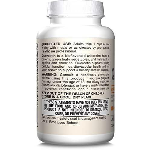 Jarrow Formulas Quercetin 500mg Capsules - 30 Veggie Caps - Supports Antioxidant Status, Cardiovascular Health & Immune Health - 30 Servings - görsel 4