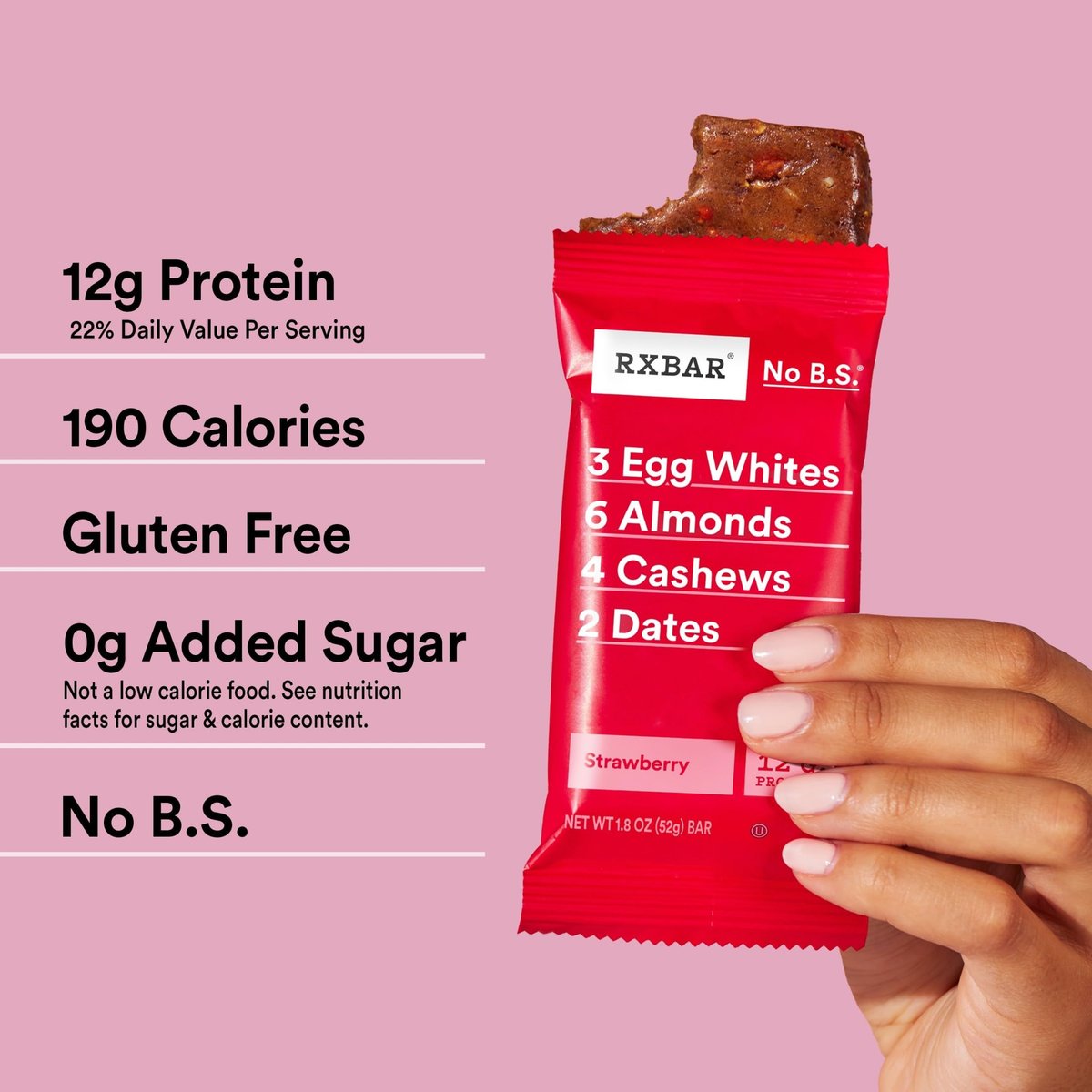RXBAR Protein Bars, 12g Protein, Gluten Free Snacks, Strawberry, 22oz Box (12 Bars) - görsel 5