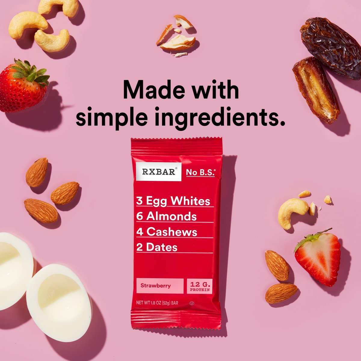 RXBAR Protein Bars, 12g Protein, Gluten Free Snacks, Strawberry, 22oz Box (12 Bars) - görsel 7