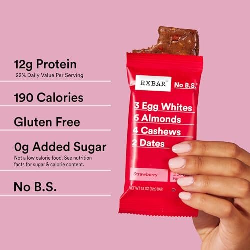 RXBAR Protein Bars, 12g Protein, Gluten Free Snacks, Strawberry, 22oz Box (12 Bars) - görsel 6