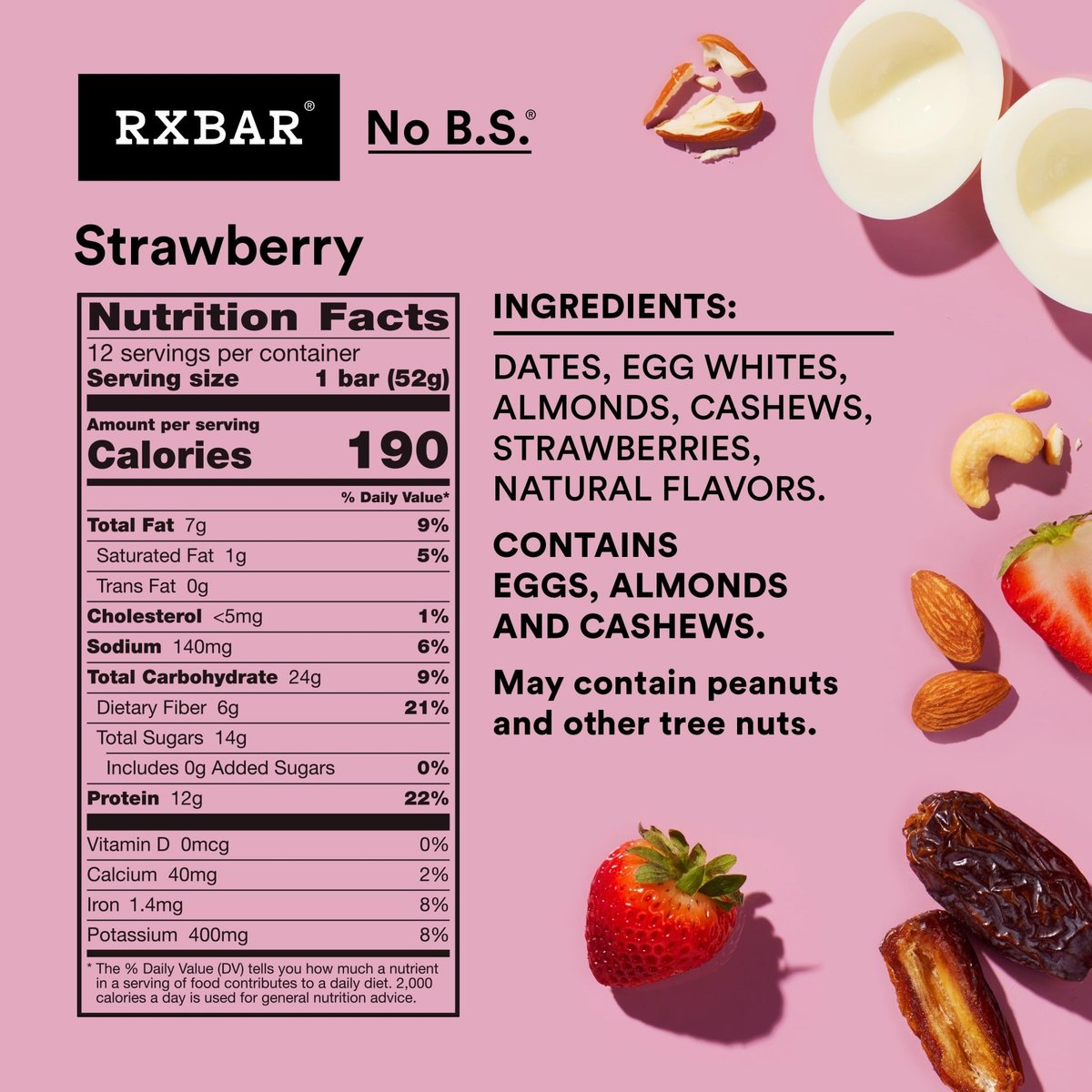 RXBAR Protein Bars, 12g Protein, Gluten Free Snacks, Strawberry, 22oz Box (12 Bars) - görsel 15