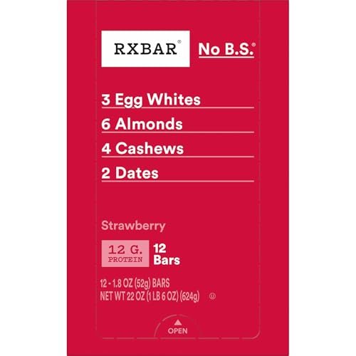 RXBAR Protein Bars, 12g Protein, Gluten Free Snacks, Strawberry, 22oz Box (12 Bars) - görsel 1