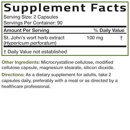 Bronson St. John's Wort 700 mg per Serving Hypericum Perforatum Supports a Positive Mood - Non-GMO, 180 Vegetarian Capsules - görsel 7