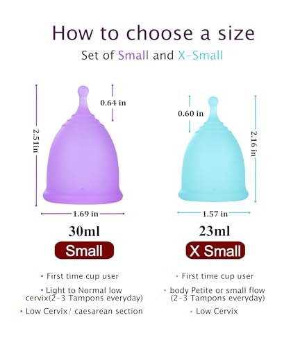 Ginalaia Small Menstrual Cup with Collapsible Storage Cup, Leak-Proof Design with Medical Grade Silicone Period Cups Reusable Comfortably use for 12 Hours(S+XS) - görsel 4