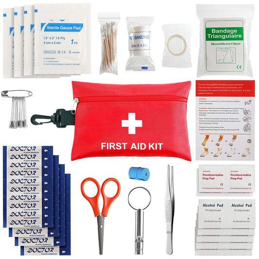 First Aid Kit - 97 Piece - Small Travel First Aid Kit, Ideal for Cars, Schools, Sports, Homes, Travel, Camping, Hiking