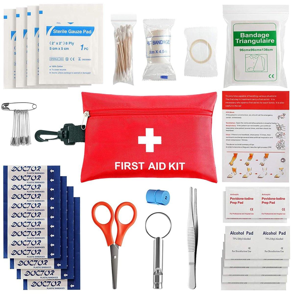 First Aid Kit - 97 Piece - Small Travel First Aid Kit, Ideal for Cars, Schools, Sports, Homes, Travel, Camping, Hiking - görsel 4