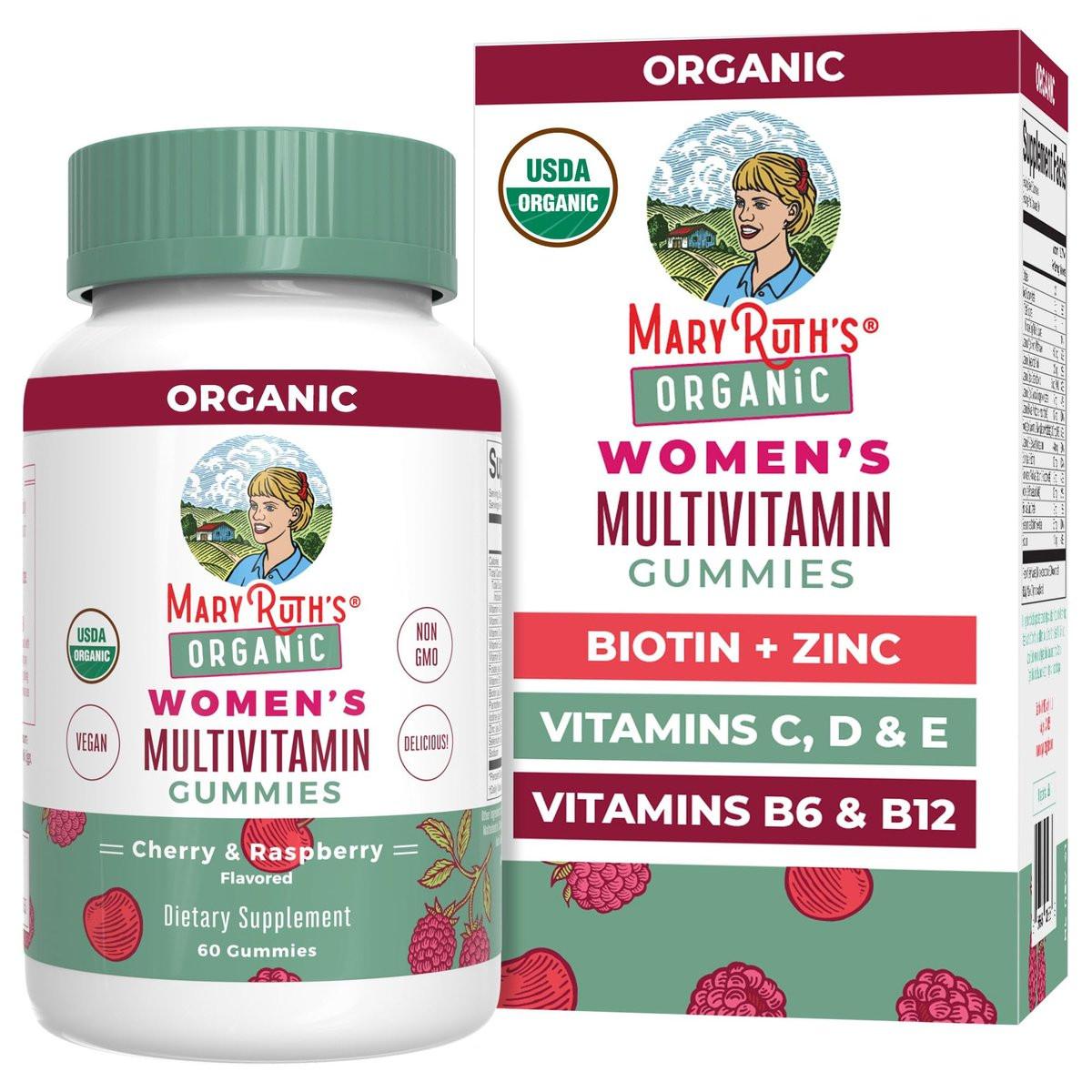 MARYRUTH'S Multivitamin Gummies for Women Ages 14+ | Immune Support | Hair & Skin Health | Reproductive Health | Vitamin A C D E B6 B12 Biotin Zinc Iodine | Organic | Vegan | Non-GMO | 60 Count - görsel 13
