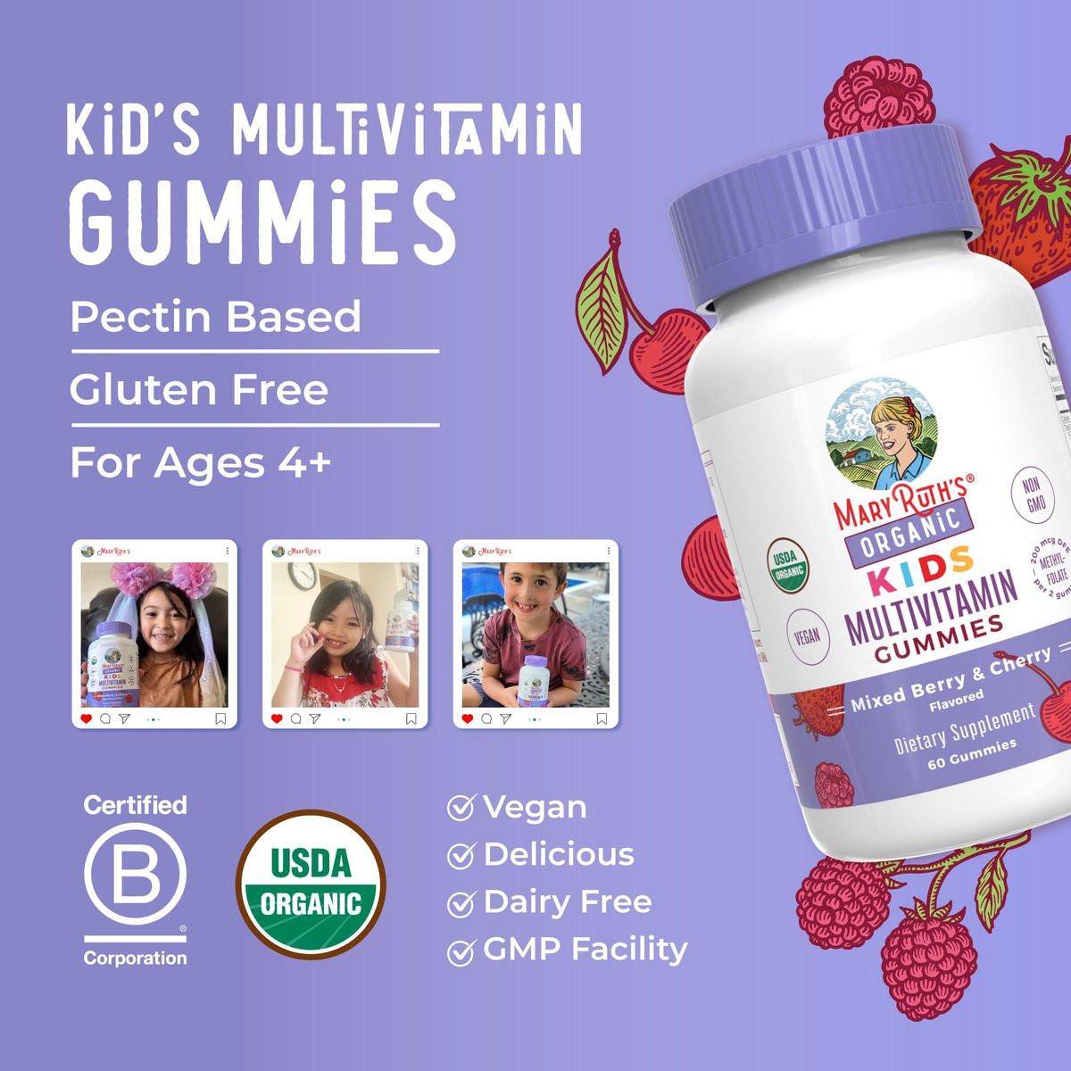 MARYRUTH'S Kids Vitamins | Multi | 1 Month Supply | Multivitamin Gummies for Ages 4+ | Multivitamin for Kids | Vegan | Only 2 Gummies a Day | 60 Count - görsel 3