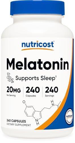 Nutricost Melatonin 20mg, 240 Capsules, Non-GMO & Gluten Free - görsel 10