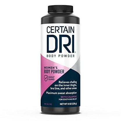 Certain Dri Foot Powder for Men & Women - Talc-Free, Maximum-Sweat Absorption & Odor Control - Calamine-Infused, Anti-Friction Formula - Gentle on Sensitive Skin - Shoe Deodorizer - 8 oz