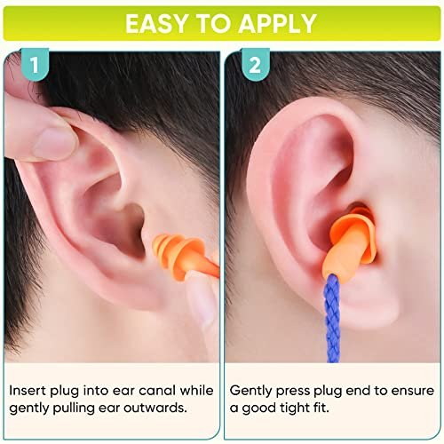 TICONN 12 Pairs Reusable Silicone Ear Plugs for Sleeping Noise Cancelling, Individually Wrapped 25dB NRR Corded Earplugs for Study Concentration Travel - görsel 11