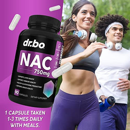 NAC Supplement N-Acetyl Cysteine Pills - 750mg N Acetyl Cysteine Pure Vitamin Capsule - Daily Liver Support Formula for Lung Cleanse Health, Kidney Detox, Brain & Respiratory Supplements - 90 Capsules