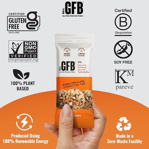 The Gluten Free Brothers Dark Chocolate Peanut Butter Bites - Gluten Free Protein Balls – Non GMO, Soy Free, Vegan – Snack Size Plant Based Protein Energy Balls, 1.2 oz (10 Count) - görsel 12