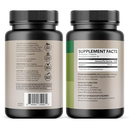 Apigenin Capsules 50mg - 60 Count, Vegan, – Cognitive and Prostate Health: Apigenin's antioxidant and – Image 9