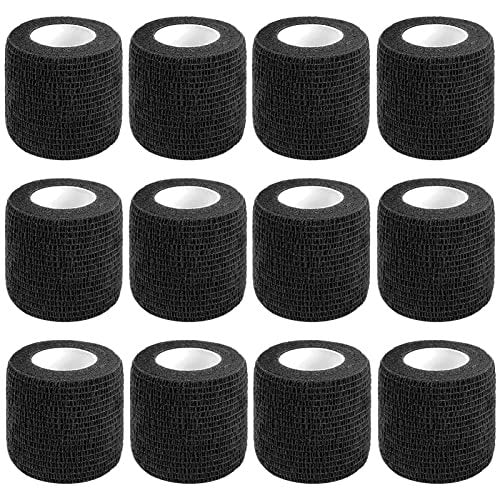 CIYAGPOOU 12 Pack Self Adhesive Bandage Wrap, 2 Inches x 5 Yards, Black Vet Wrap - Flexible, Stretchy, Cohesive Bandage for First Aid, Sprains Protection - görsel 2