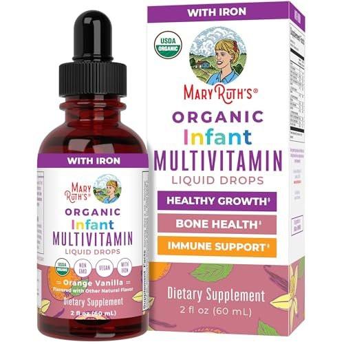 MARYRUTH'S Organics Multivitamin with Iron for Infants | USDA Organic | Liquid Drops for Babies 6-12 Months | Immune Support & Overall Wellness | Vegan | Non-GMO | Gluten Free | 2 Fl Oz - görsel 2
