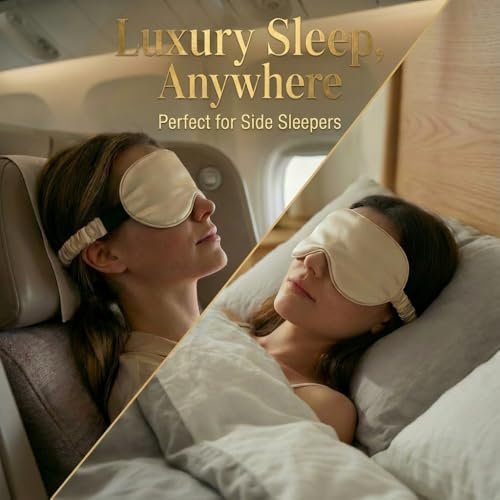 MATASSE 100% Mulberry Silk Sleep Mask 22 Momme Grade 6A - 3D Contoured Eye Mask for Sleeping, 14mm Deep Eye Cups, Total Blackout Blindfold for Women Men, Adjustable Strap, Side Sleeper - görsel 10