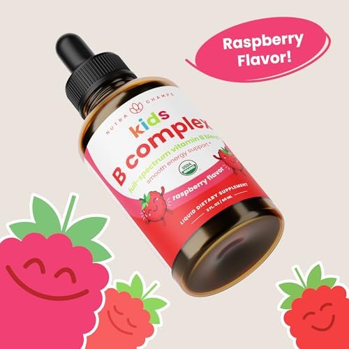 NutraChamps Vitamin B Complex for Kids, B1, B2, B3, B6, B7, B9 & Methyl B12, Kids B Complex Liquid Drops Supplement, Energy, Focus, Metabolism, Natural Berry, 120 Servings, 4 Month Supply - görsel 12