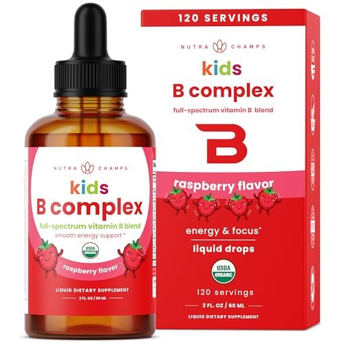 NutraChamps Vitamin B Complex for Kids, B1, B2, B3, B6, B7, B9 & Methyl B12, Kids B Complex Liquid Drops Supplement, Energy, Focus, Metabolism, Natural Berry, 120 Servings, 4 Month Supply - görsel 2